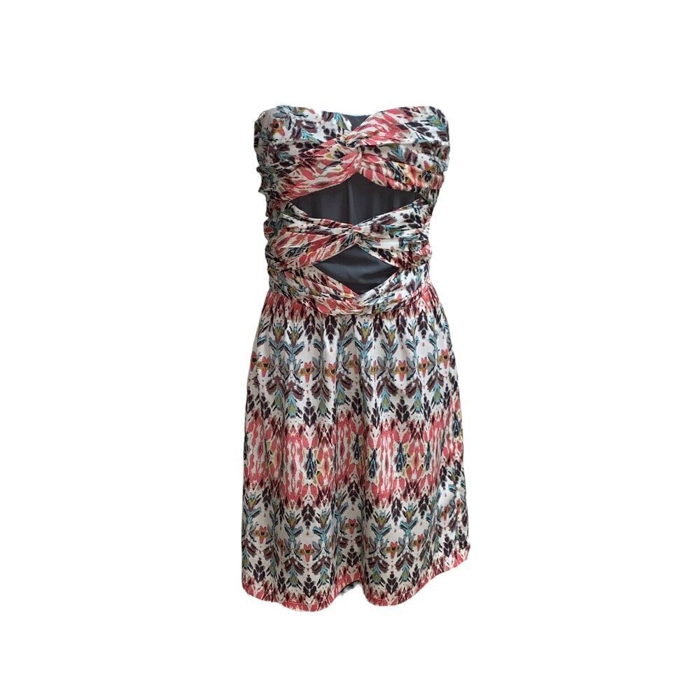 MM Couture by Miss Me Women's Strapless Mini Dress M Medium Ruched Fitted Lined